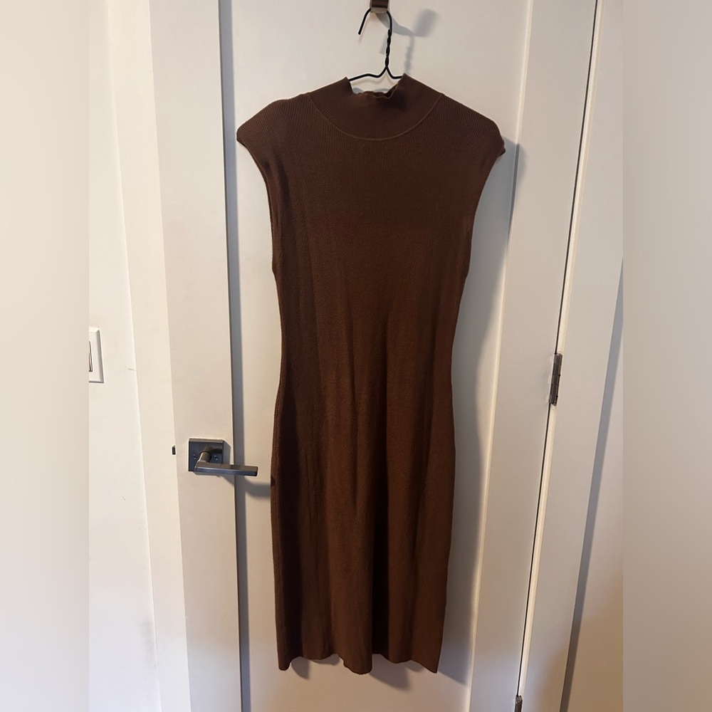 And Now This Sleeveless Brown Knit Dress
